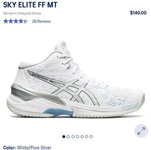ASICS Sky Elite FF MT White Pure Silver size 9 women's volleyball shoes